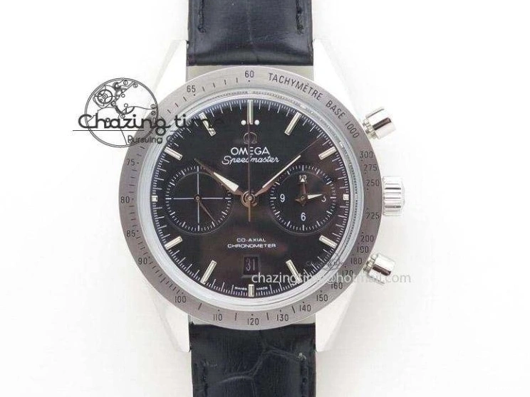 0812 De Ville Chronograph SS OMF 1:1 Best Edition Black Dial On Black Leather Strap A Fashionable 8109